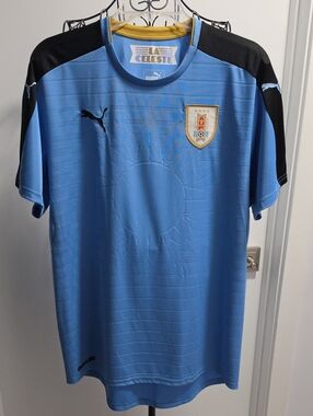 Puma Uruguay Home Football Jersey in Sky Blue with Black Accents